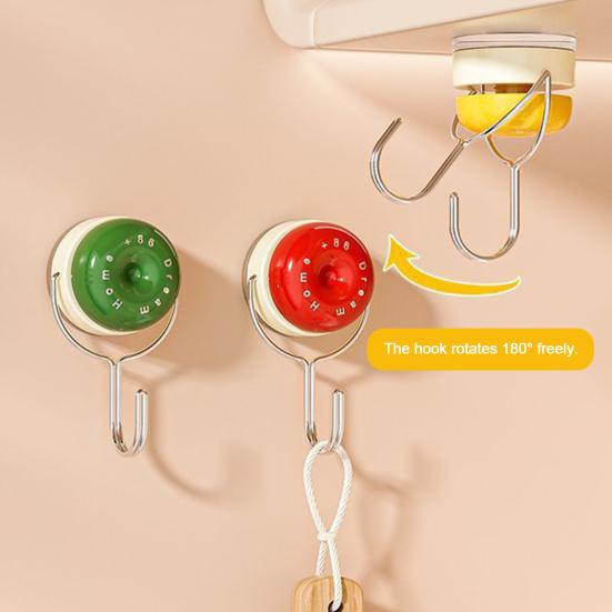 Suction Cup Wall Hook Reusable No Drill Hook with 180-degree Rotating Hook Design for Bathroom