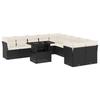 Vidaxl 11-Cz. Garden Lounge Set, Cushions Black Rattan Pe