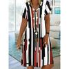 Frühlings- und Sommerkleid für Damen, elegant, kurzärmlig, mit modischem Print, geometrischem Muster, V-Ausschnitt, elegantes und schickes A-List-Kleid