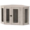 Dog Crate Furniture Side Table, with Cushion, 104 x 55 x 63cm - Walnut Brown