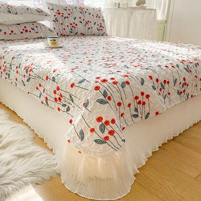 Princess Style Chiffon Lace Double Bedspread Queen Sandwich Cotton Quilted Bed Cover Home Bed Spread Not Included Pillowcase
