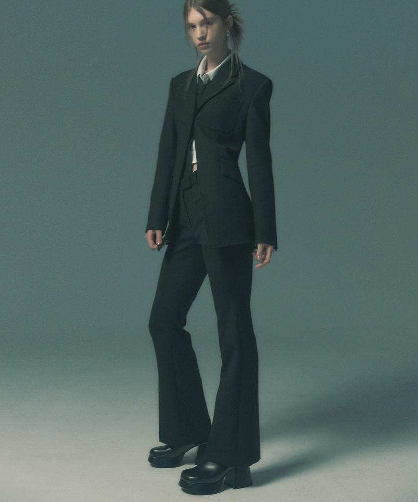 RACLEUR Ra Semi Bootcut Wool Slacks [Black]