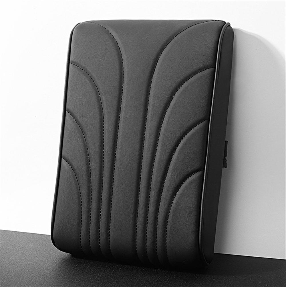1x Black PU Leather Car Armrest Cushion Cover Memory Foam Center Console Box Pad
