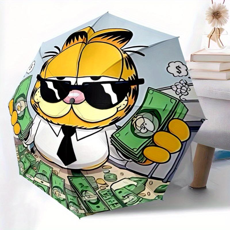 1 Stück Garfield Winddichter Automatischer Winddichter Regenschirm, Leicht für Damen/Herren, Perfektes Weihnachtsgeschenk a0811221