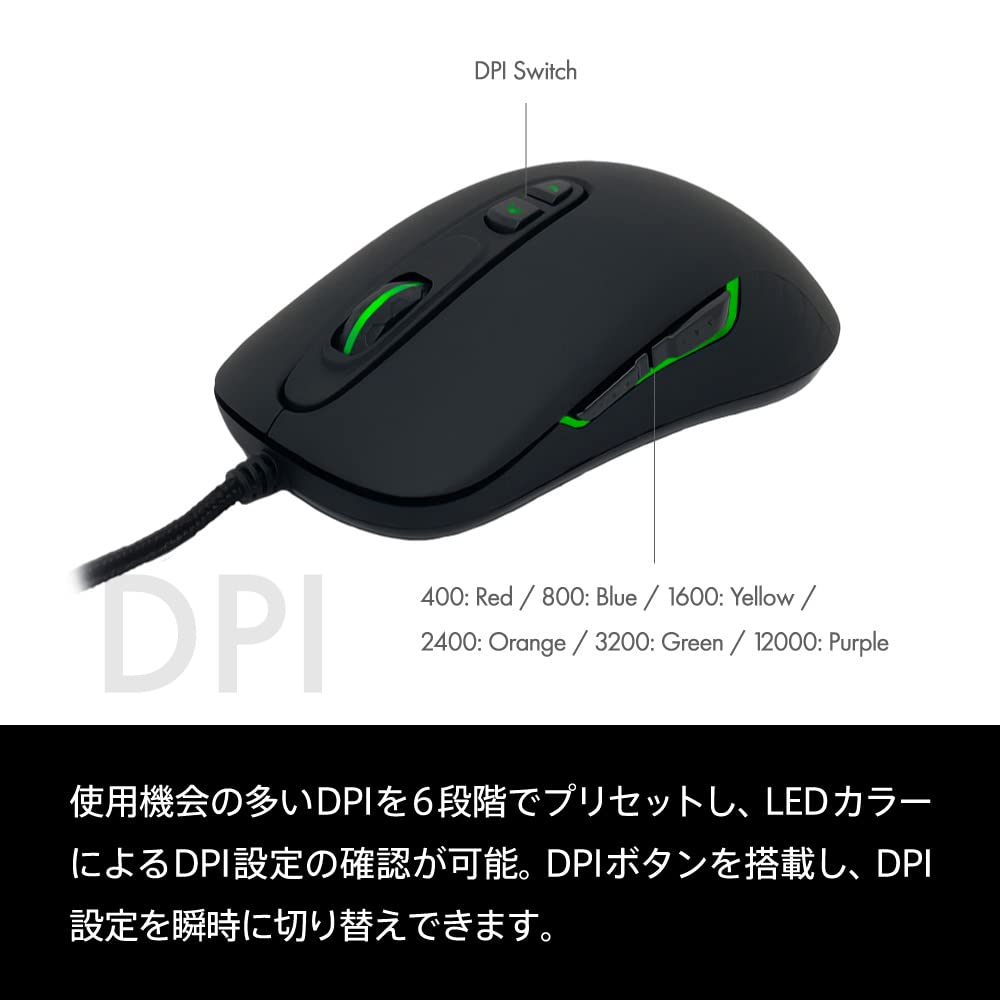 Ray Gaming Mouse Left and Right Symmetrical 9 Buttons Up To Optical Sensor PixArt PMW3360 Black Pawn+ 12,000DPI