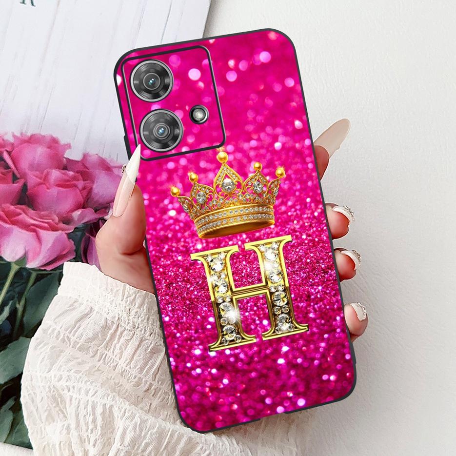 For Motorola Edge 40 Neo Case XT2307-1 Cute Crown Letters Cover Soft Silicone Phone Cases For Motorola Edge 40 Edge40 Neo Fundas