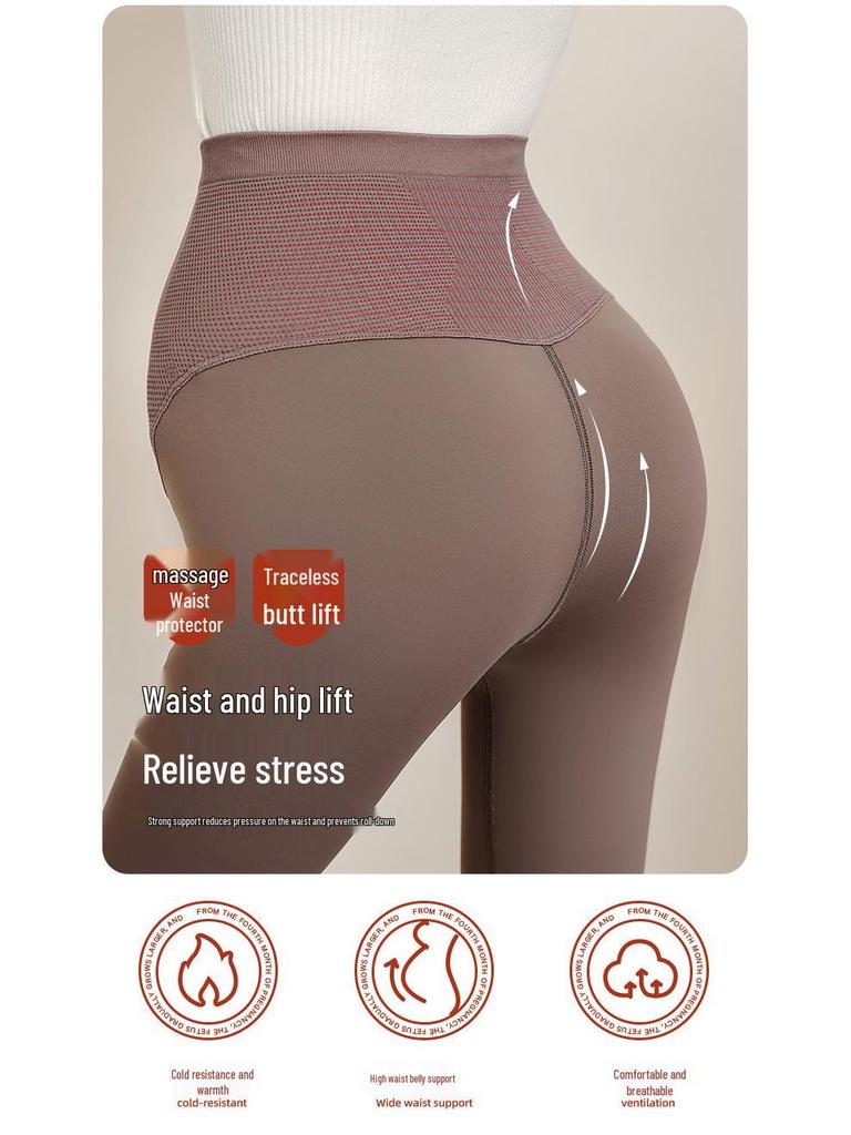 Maternityleggings i stora storlekar: Smalnande Höst/Vinter Byxor med Hajmage-stöd och Sammet