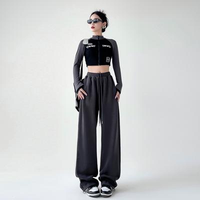 Spring and Autumn Pants Women's New Casual Pants Women's Straight Pants Wide Leg Pants Tie Sweatpants