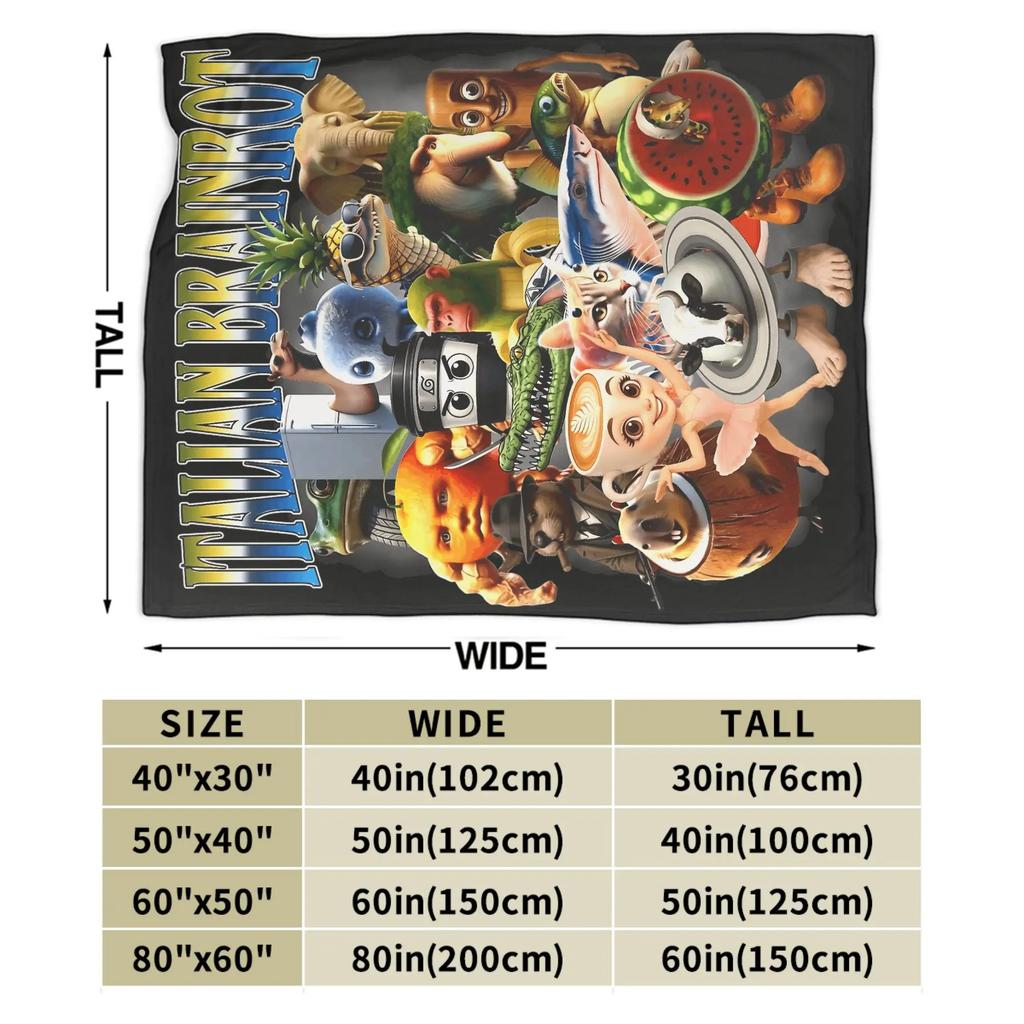 Italian Brainrot Italian Brainrot Funny Memes Blankets Decorative Flannel Bedding Throws For Living Room Warm Soft Bedspread