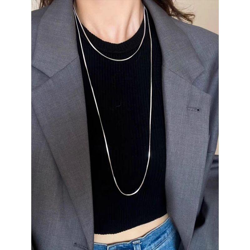 Classic Simple Ins Accessible Luxury Plain Gold Plated 18K Valuable Prescription Snake Bone Long Necklace Women's Sweater Chain Summer Does Not Fade
