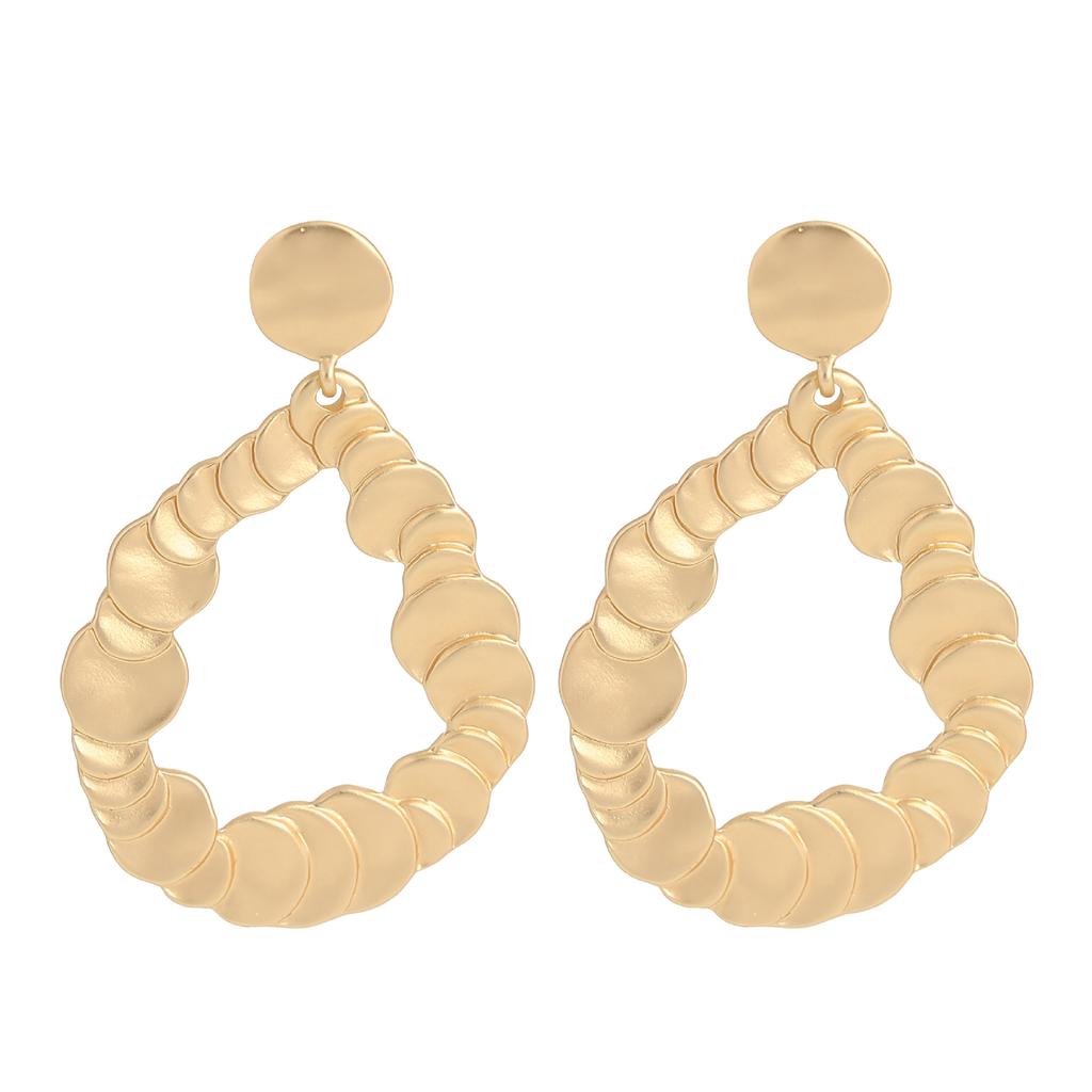 Atmospheric Exaggerated Earrings, Fashionable And Versatile Water Drop Metal Medium And Long Ear Needles