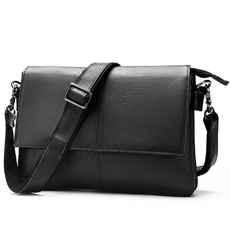 Real Cowhide Men's Leather Crossbody Bag Large Capacity Soft Multifunctional Wrist Antique Handbag Trendy