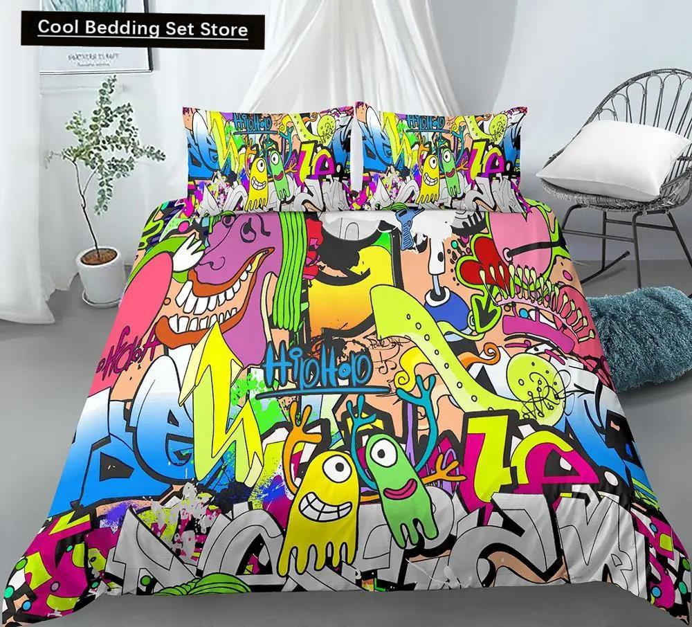 Bedding Set For Baby Kids Child 3D Cartoon Graffiti Crib Duvet Cover Pillowcase 2/3Pcs Polyester Quilt Cover King Queen Full
