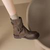 Pile Short Boots for Women 2026 New Autumn Thick Bottom Short Boots for Women Brown Boots Maillard Pants Boots