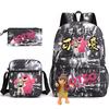 3 Piece School Backpack Set for Students Large Capacity Oxford Cloth Schoolbag with Shoulder Strap and Pencil Case