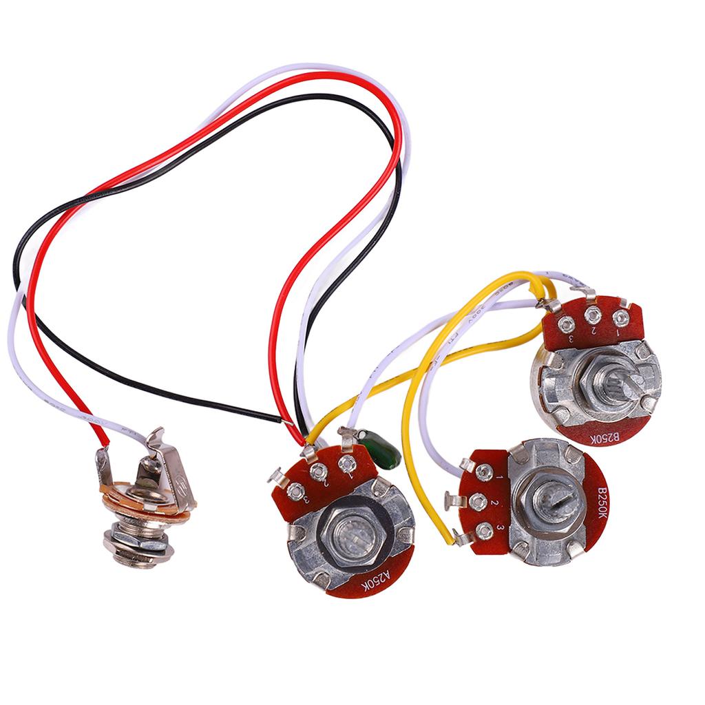 Guitar Potentiometer Kit Jazz Bass Wiring Harness 1 Volume 2 Tone Instrument Accessories A250K B250K with Jack