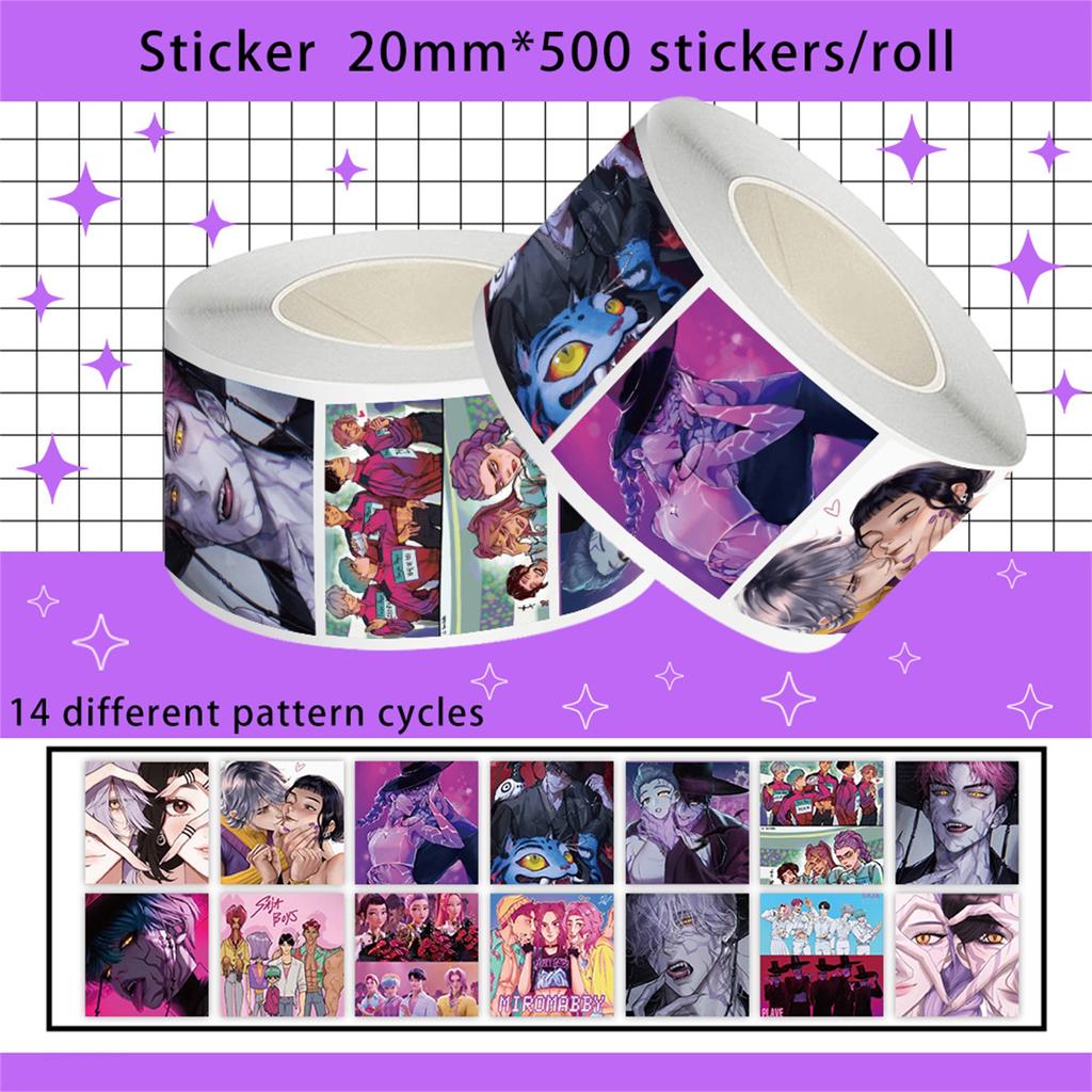 Anime Peripheral Sticker Roll, 500 Peripheral Sealing Stickers DIY Hand Journal Stationery Notebook Decoration Cutting Tape