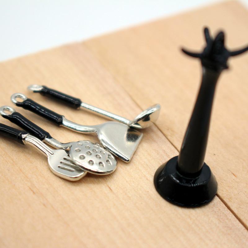 6Pcs Kids Pretend Play Toy Dollhouse Kitchen Utensil Vertical Hanging Spoon Spatula Spoon Set Miniatures Model Kitchen Accessory