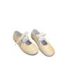 French stunning lace-up ultra-soft leather little white shoes women's round head casual versatile soft-soled ballet Mary Jane shoes women