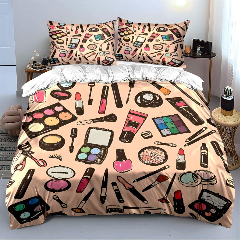 Makeup Tools Pattern Bedding Set Bedding Duvet Cover Set Duvet Cover Pillowcases (1 * Duvet Cover 2 * Pillowcases, without duvet insert)