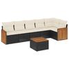 7 Piece Garden Sofa Set with Cushions Black Poly Rattan