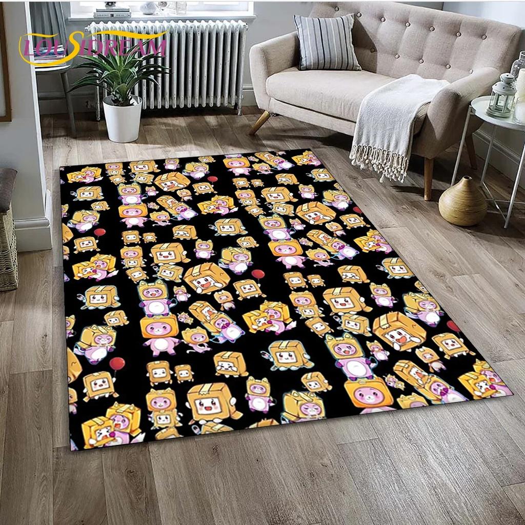 Lankybox Cute Happy Boxy Foxy Rocky Carpet Rug for Bedroom Living Room Home Sofa Decoration,Children Game Large Decor Floor Mat