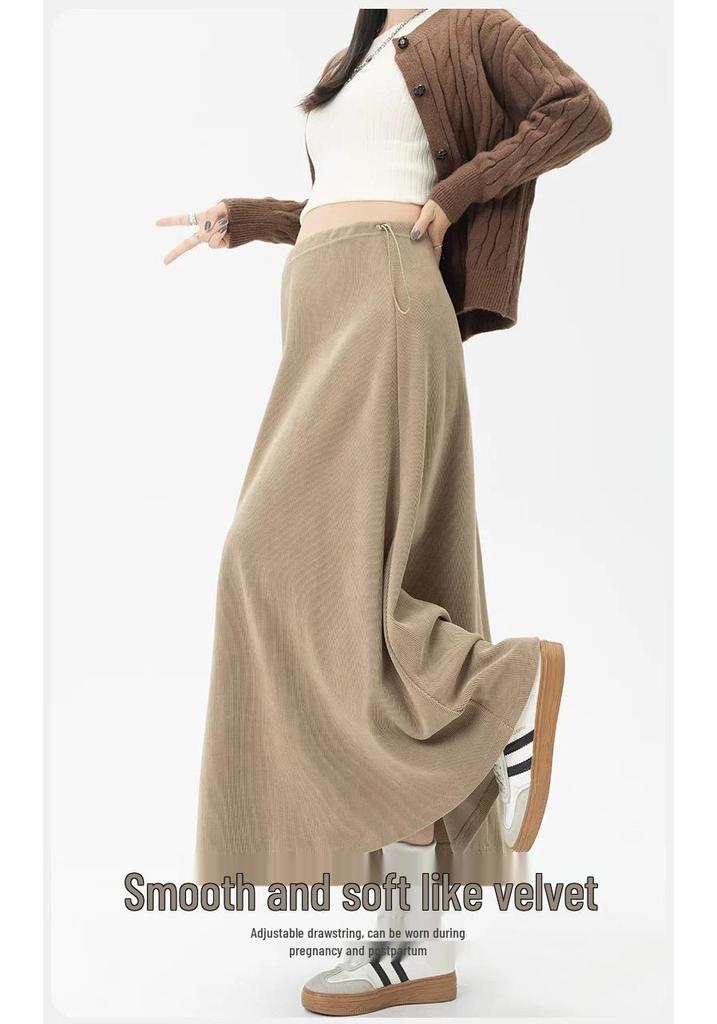 Maternity A-line Pleated Skirt - Spring/Autumn Style, Long Skirt for Short Stature, 2026 Collection