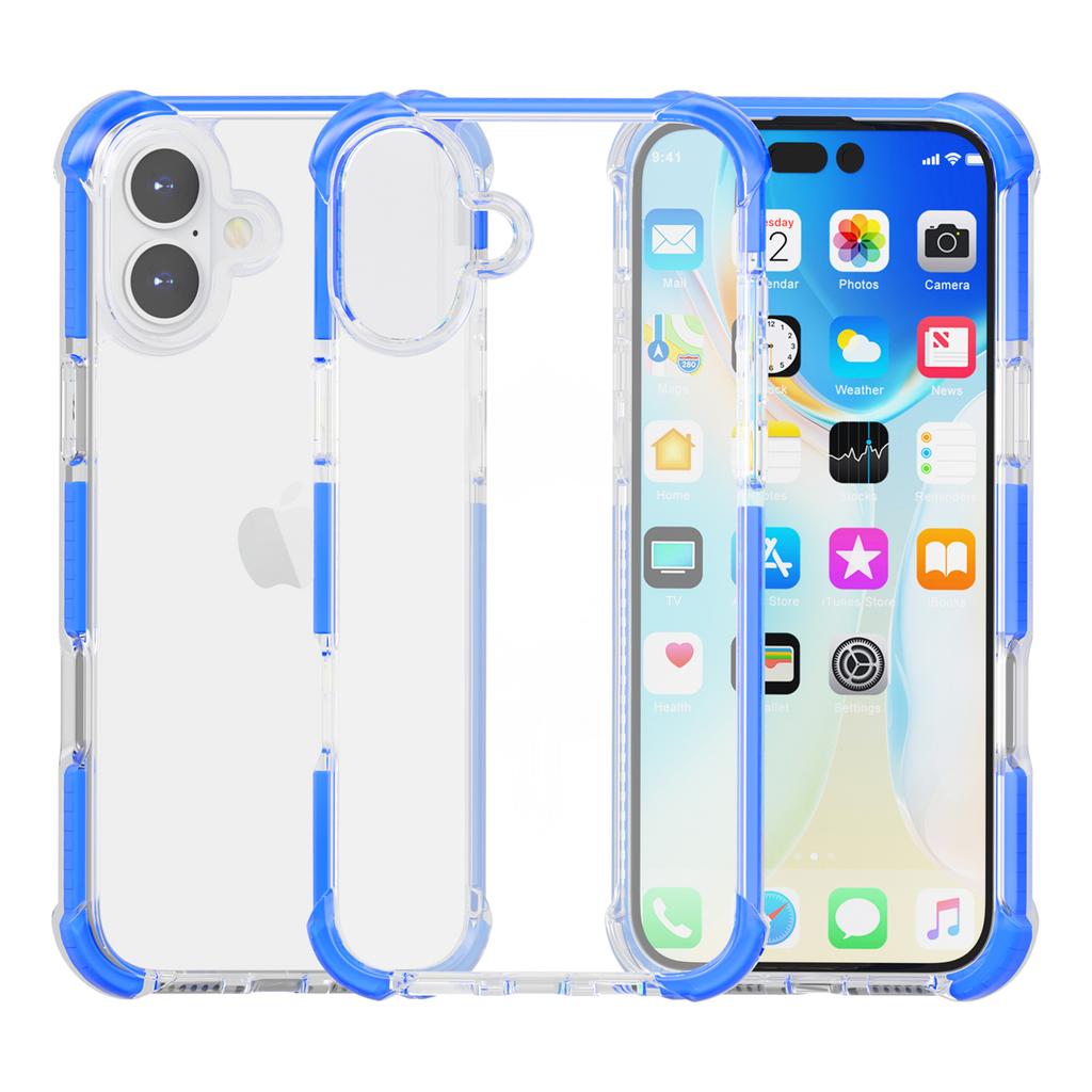 Clear Mobile Phone Case for iPhone 16 TPU+TPE+PC Phone Cover