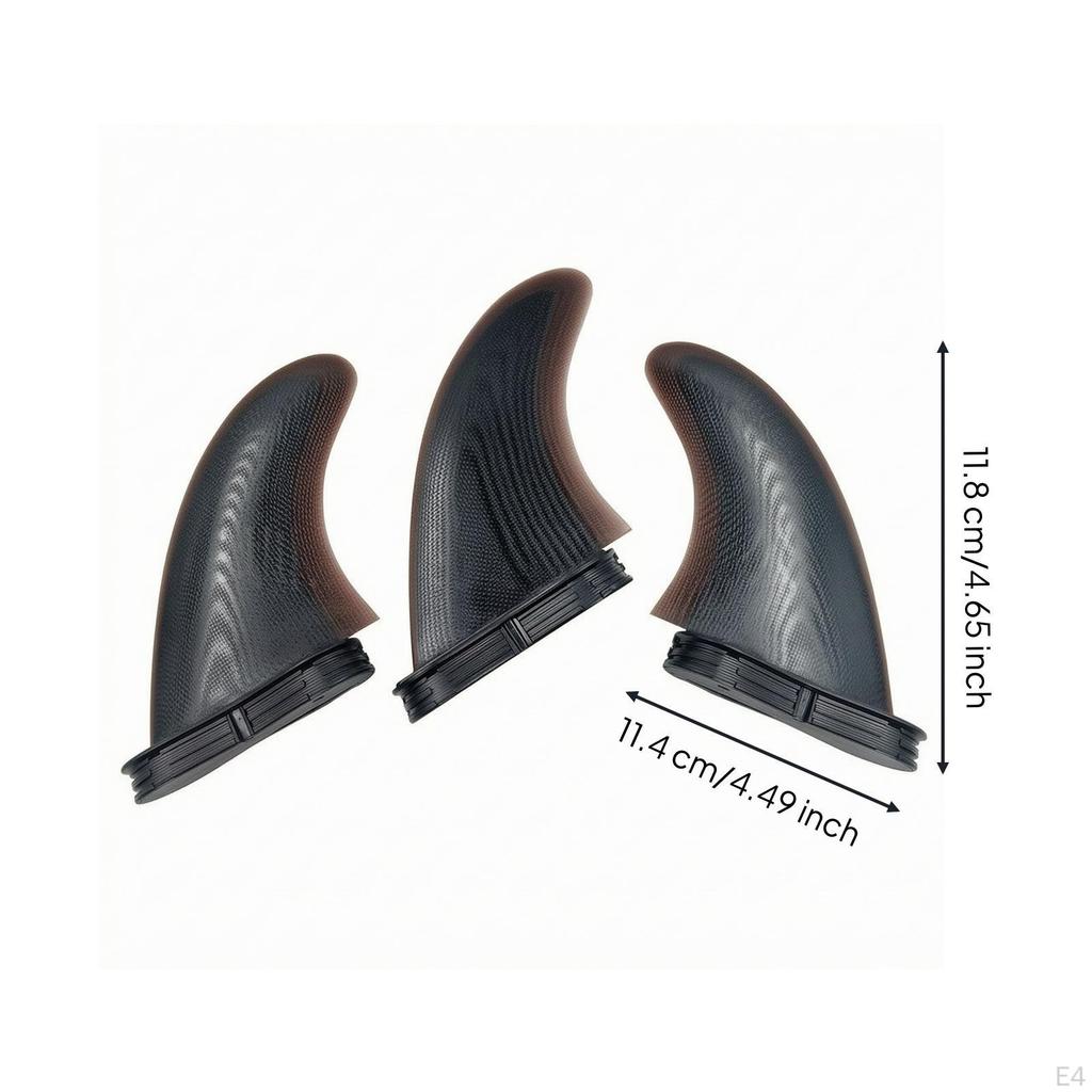 3 Pieces Surfboard Fin with DoubleTab Base Removable Textured for Surfers Orange