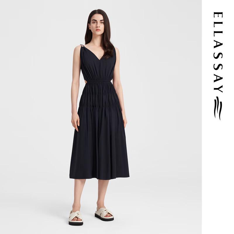 

ELLASSAY Women s Autumn Cotton V-neck Slim Mid-length Dress S