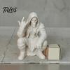 Crouching Devil God Figure Hooded Figurine, Decorative Ornament with Skull Mask & Muscle Lines, Hip Rock Metal Sculpture Hop Gothic Rocker Statue for