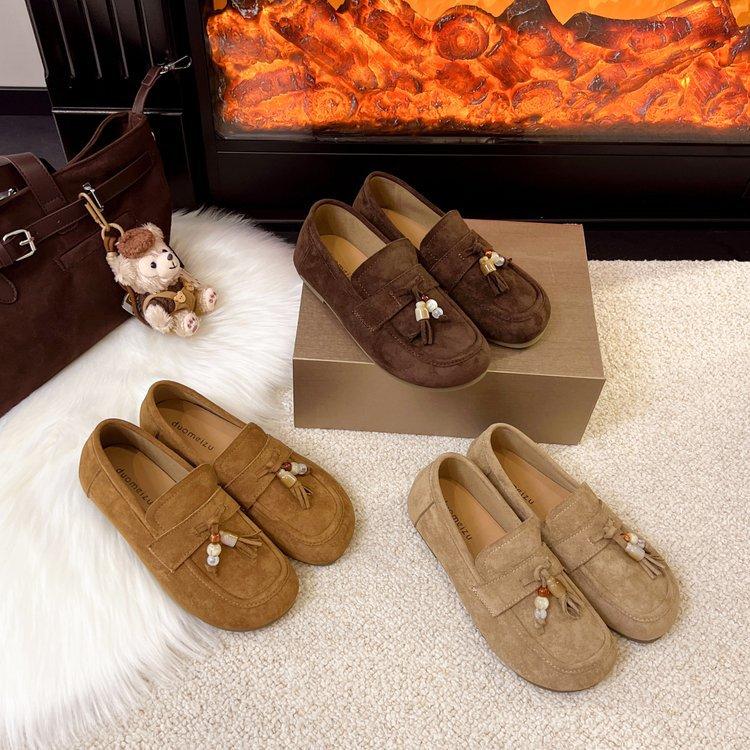 Bohemian Soft-soled Beanie Shoes Women's Loafers Autumn 2025 New Casual Pregnant Women Flat One-pedal Single Shoes