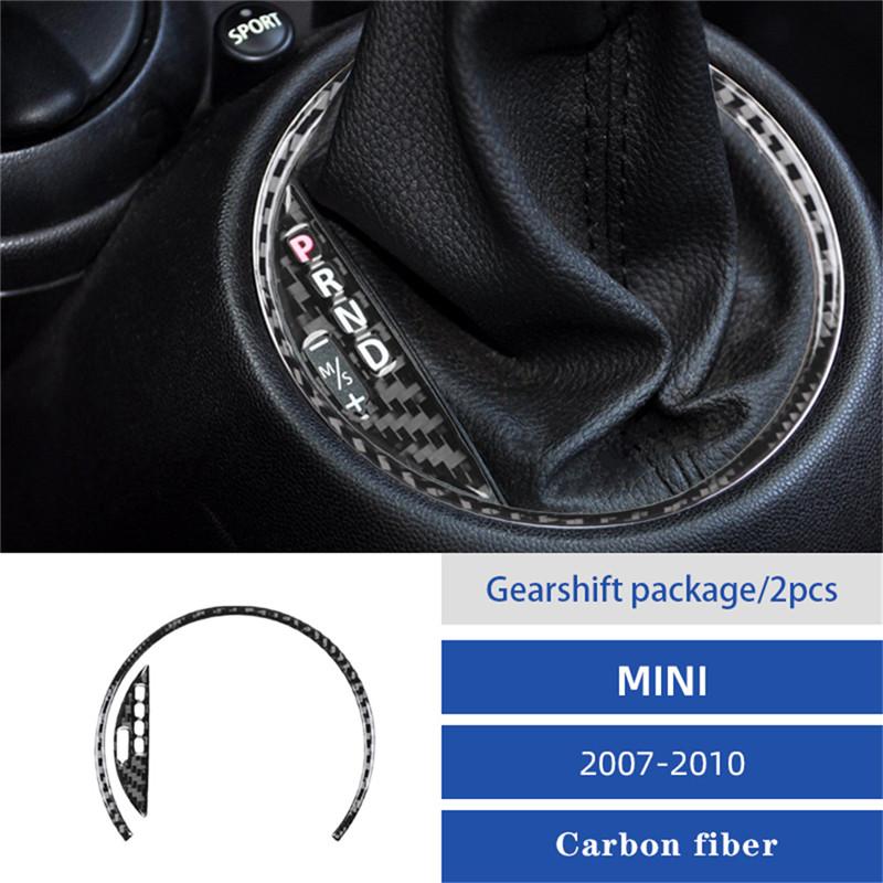 Carbon Fiber Car Central Handbrake Gear Shift Panel Trim Cover Stickers For BMW MINI Cooper R55 R56 R57 2007-2010 Accessories
