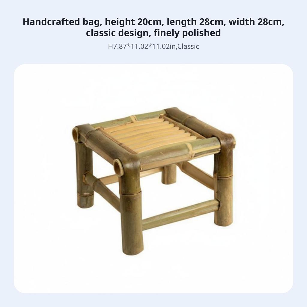 Quadratischer Bambus-Sitz Handgefertigt Niedriger Hocker Retro-Design Langlebig Für Heimdekorateure Kleine Kinder