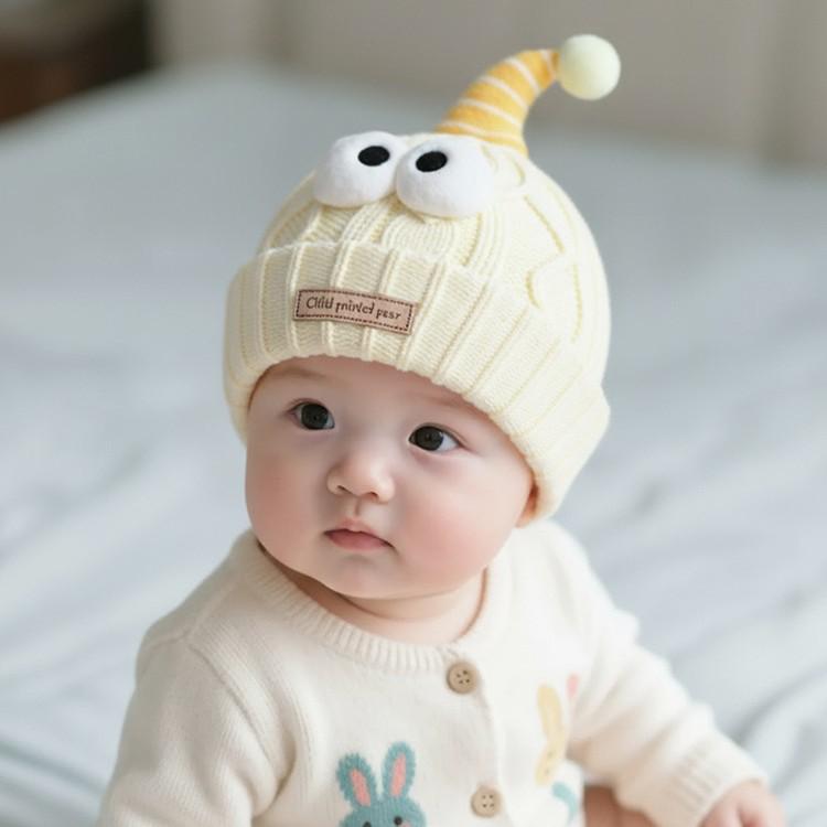 Warm Thick Knit Baby Beanie for Boys & Girls: Windproof Wool Hat for Autumn and Winter