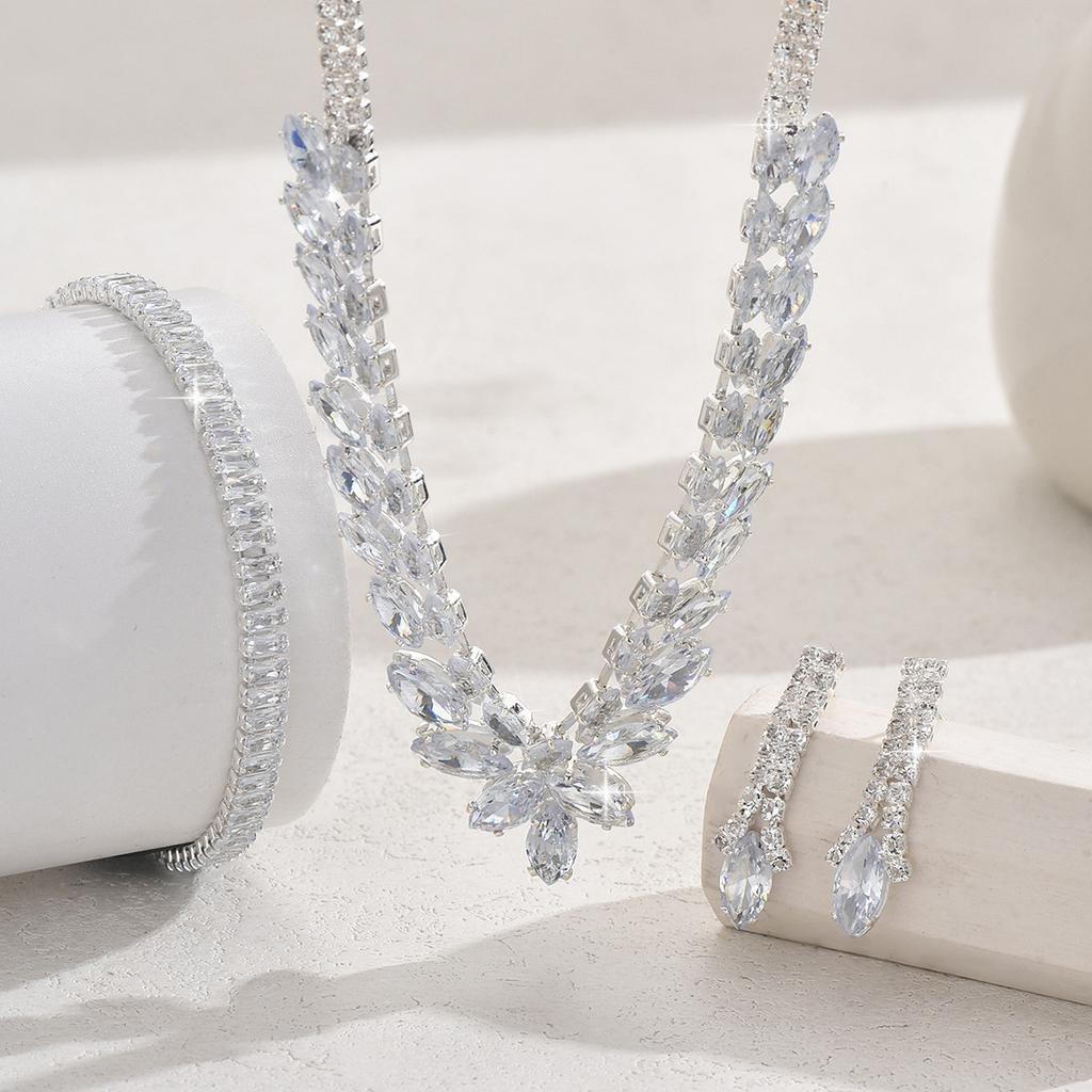 Zircon Necklace Jewelry Set Bridal Jewelry Necklace Earrings Earrings Pendant Set Wedding Accessories