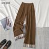 Women's High-Waist Plaid Wide-Leg Pants