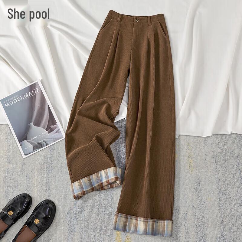 Women's High-Waist Plaid Wide-Leg Pants