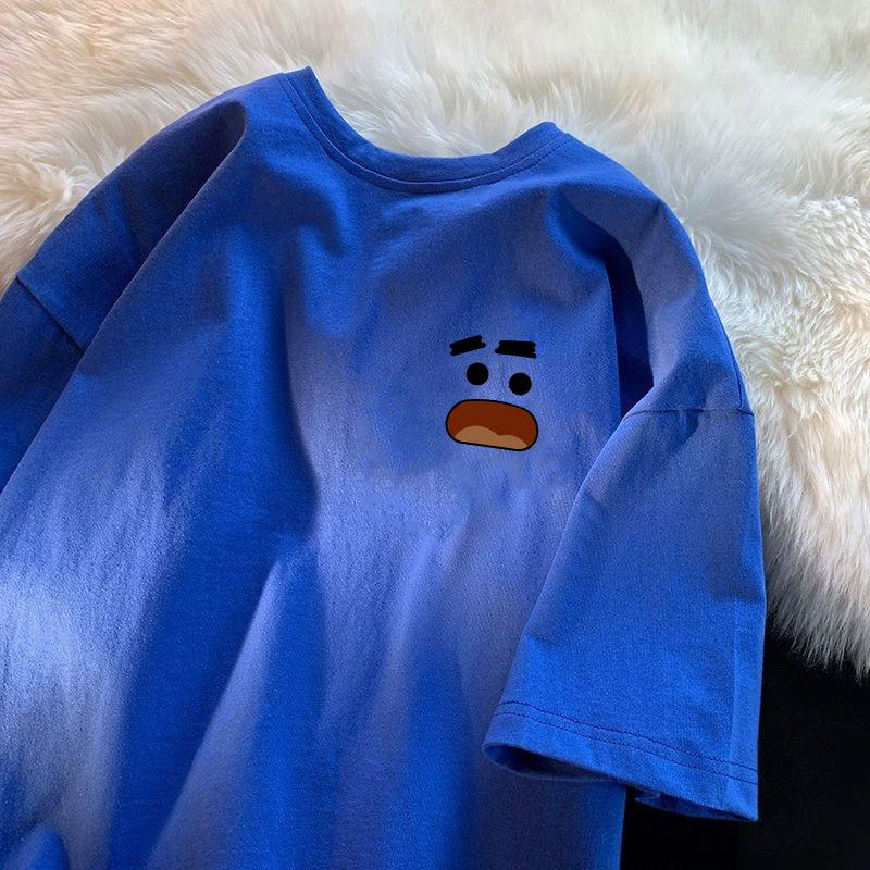 

Ретро 100% Хлопковая Футболка с Коротким Рукавом Мужская Летняя в Гонконгском Стиле Красивая Свободная 3XL