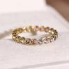 CopperColorful Rainbow Cubic Zircon Promise Rings for Women Gold Color Luxury Trendy Wedding Accessories