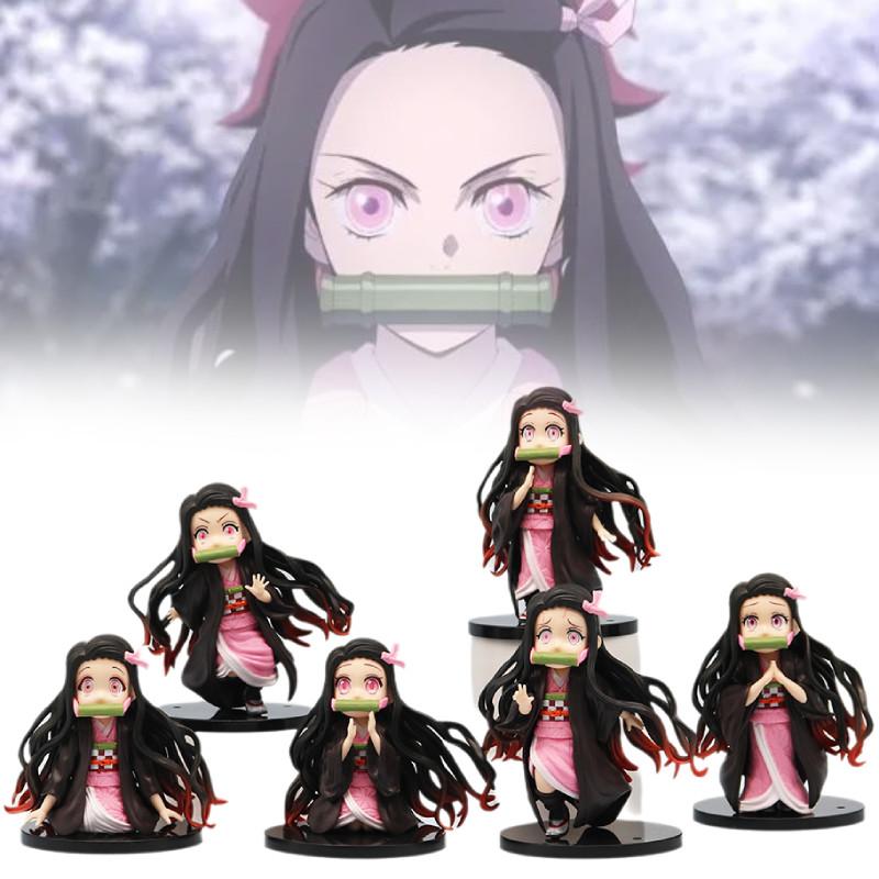 Charming Nezuko Pvc Figurines Set 6 Cute Demon Slayer Miniatures For Fans