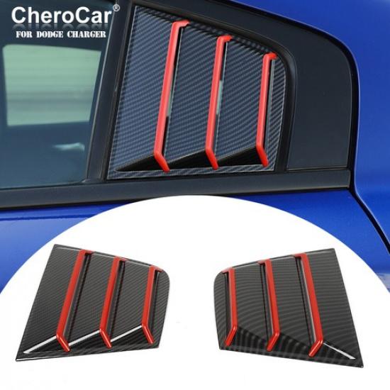 For Dodge Charger 15+ Rear Window Louvers Air Vent Scoop Shades Trim Decor Black
