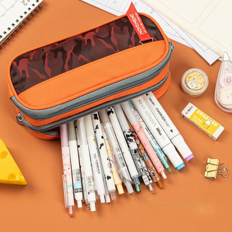 Velká kapacita Nová jednoduchá a svěží Evropa a Spojené státy Studenti Kreativní dvouvrstvá multifunkční taška na psací potřeby Taška na tužky Krabička na tužky