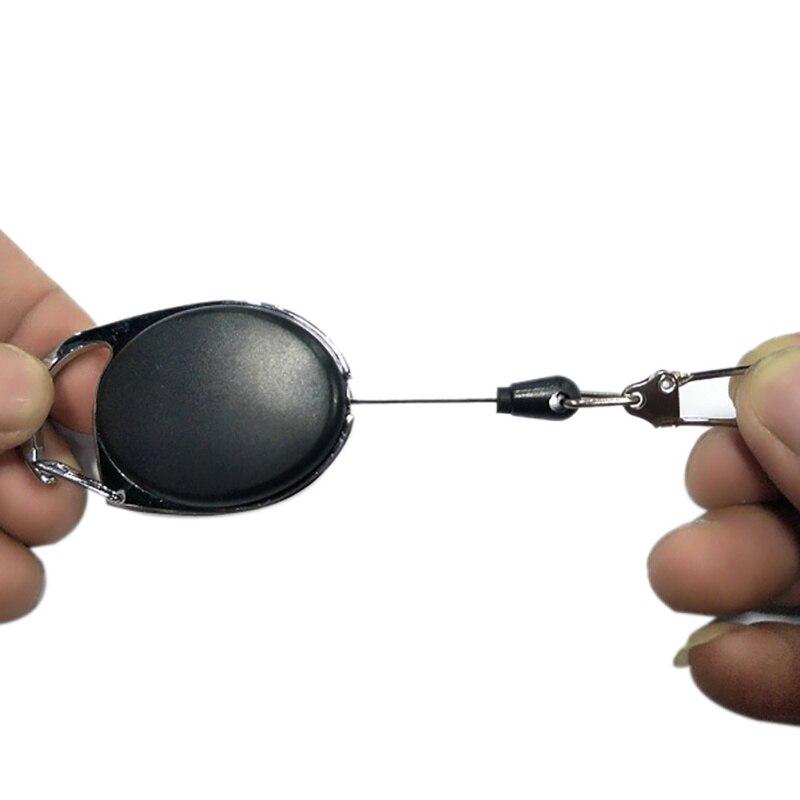 Black EDC Retractable Key Chain Oval Shape Keychain Clip Ring Mini Outdoor Tool