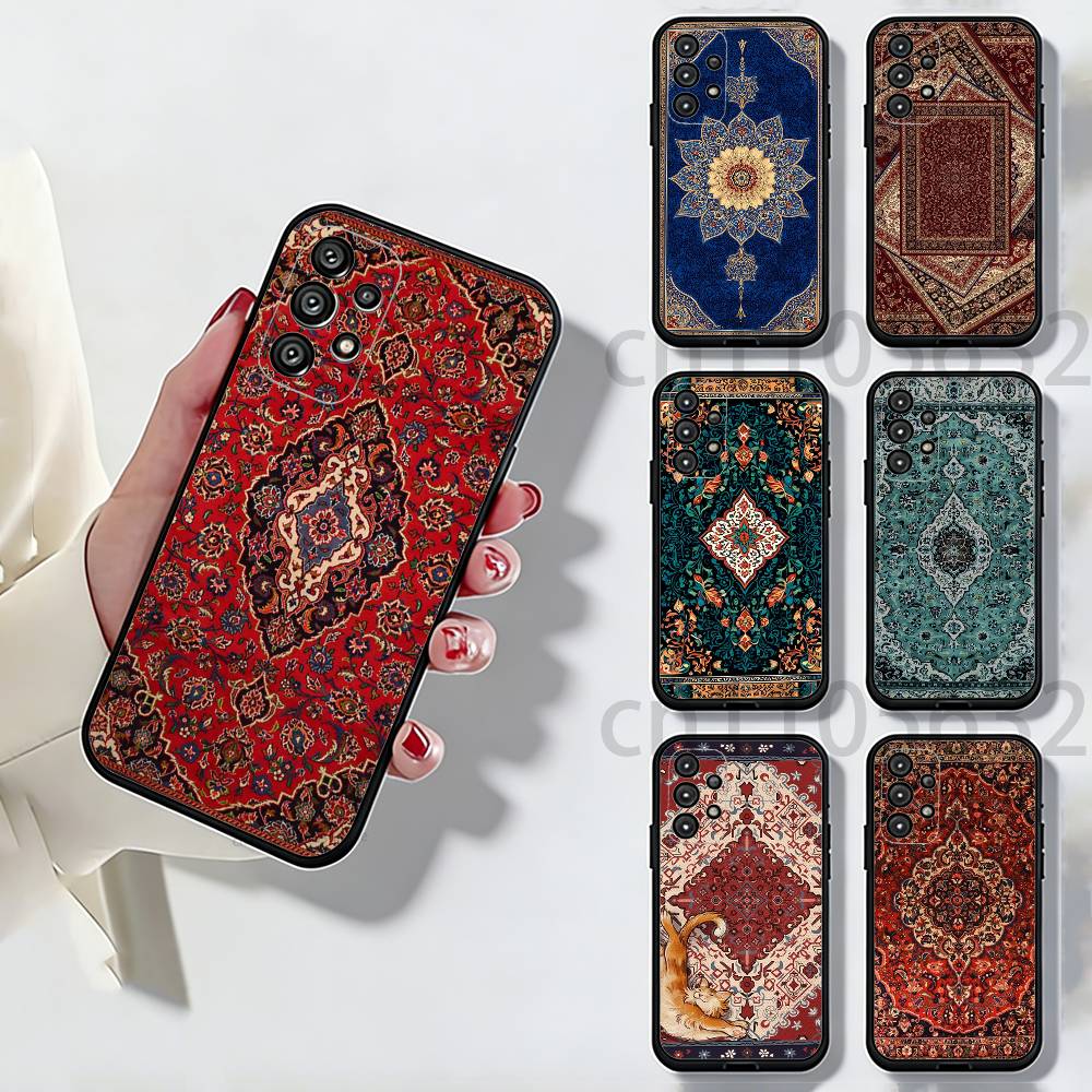 Persian Carpet Floral Pattern Phone Case for Samsung Galaxy A73,23,53,33,14,24,13,72,22,52,32,54,A34 Soft Cover