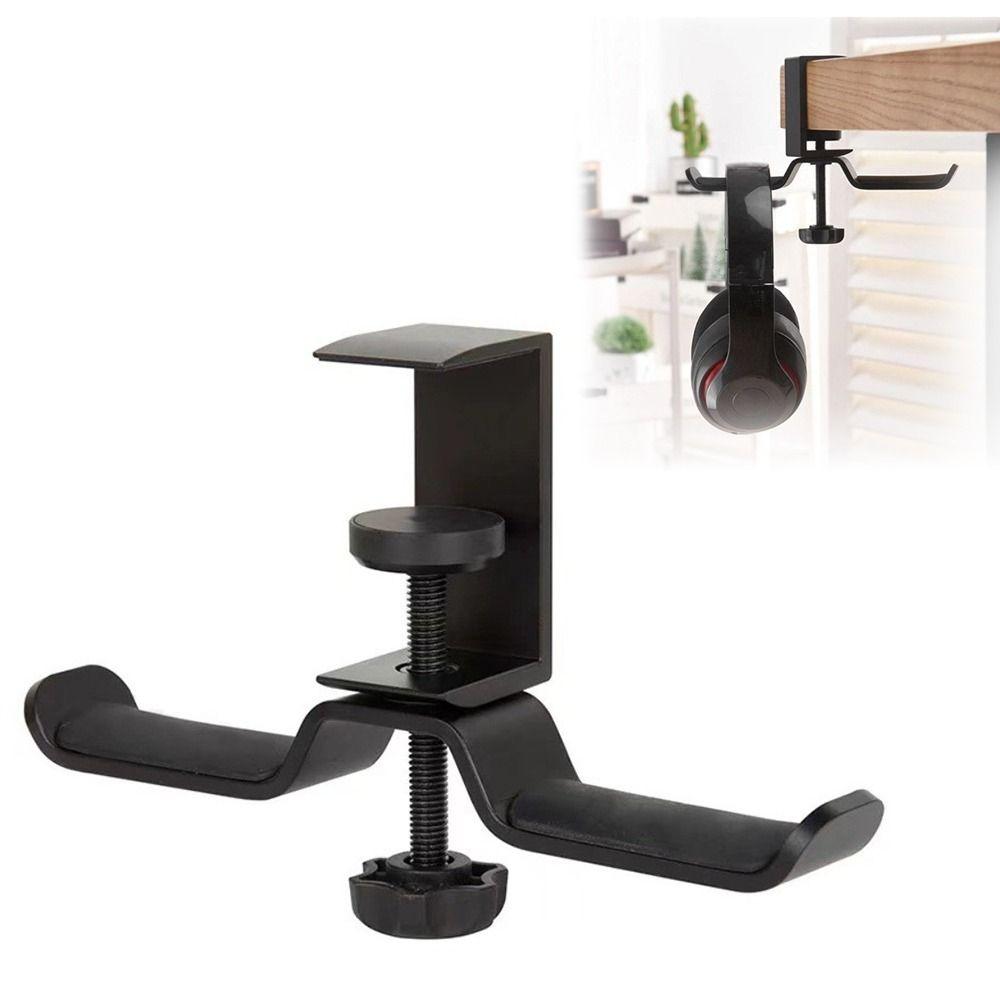 Aluminum Zinc Zinc Alloy Earphone Bracket Hanger Double Hook Headset Rack Holder  For Under Desk