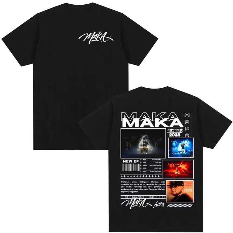 Rapper Maka Aura 2026 Tour Merch T Shirts Men Women Fashion Vintage Street Tshirt Casual Short Sleeve T Shirt Streetwear