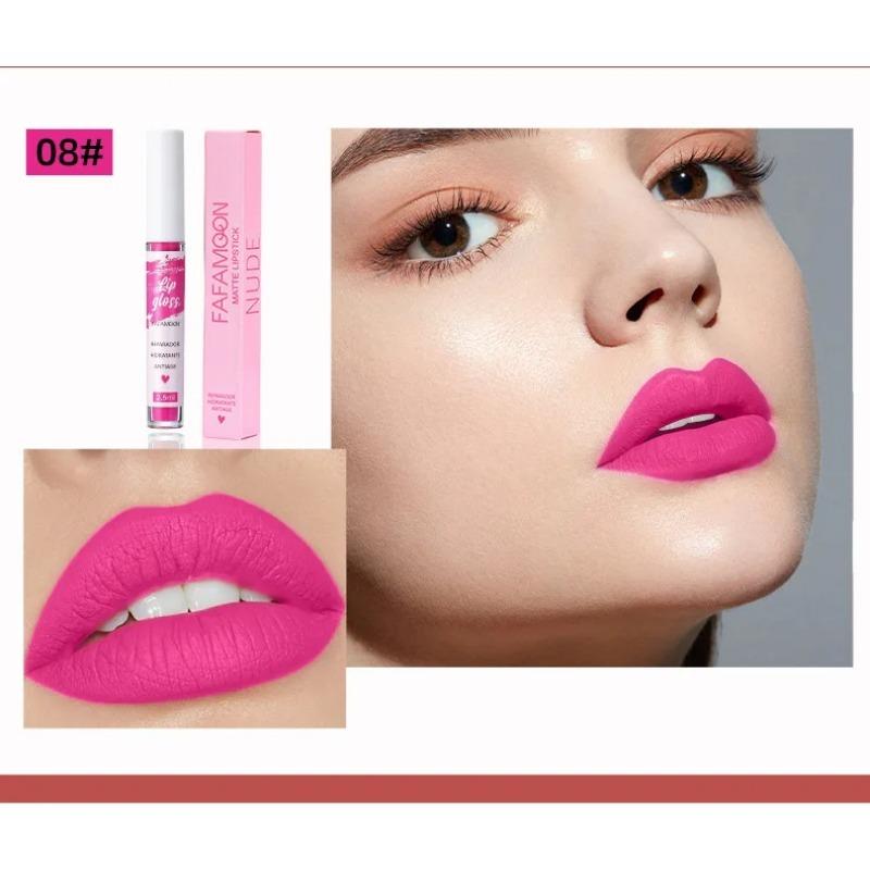Batom Líquido Matte Vermelho Rosa Maquiagem Brilho Labial Hidratante À Prova d'Água Duradouro Lama Labial Não Transfere Maquiagem Brilho Labial Maquiagem Coreana