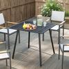 Square Garden Table with Slat Top, Steel Frame, Outdoor Table for 4 Person, 80 x 80 x 74 cm, Black