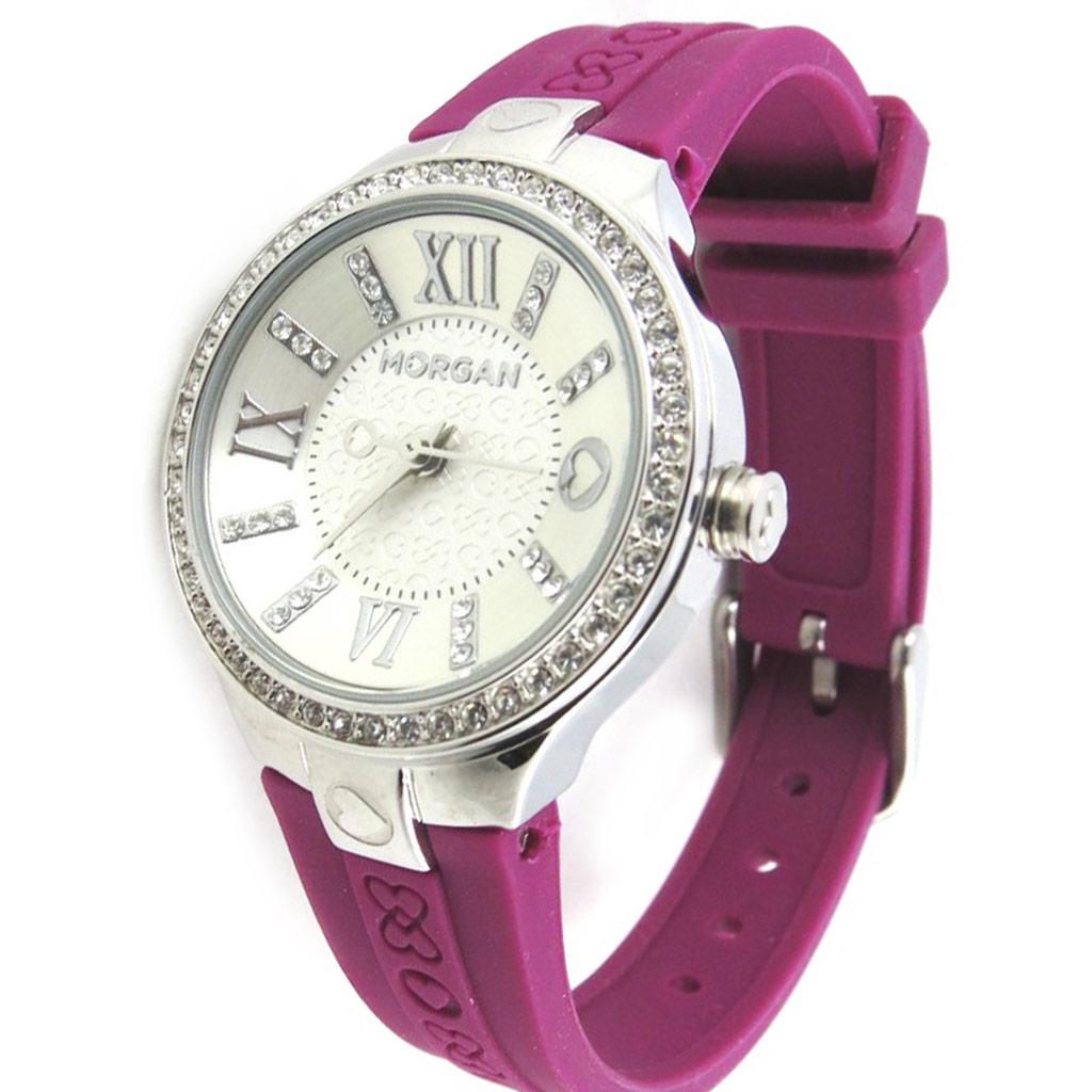 Morgan [N2420] - Montre créateur 'Morgan' violet argenté (Diamonds)